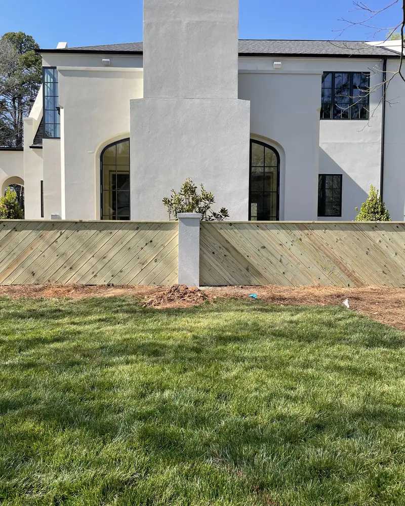 Diagonal wood fence — Charlotte NC fencing